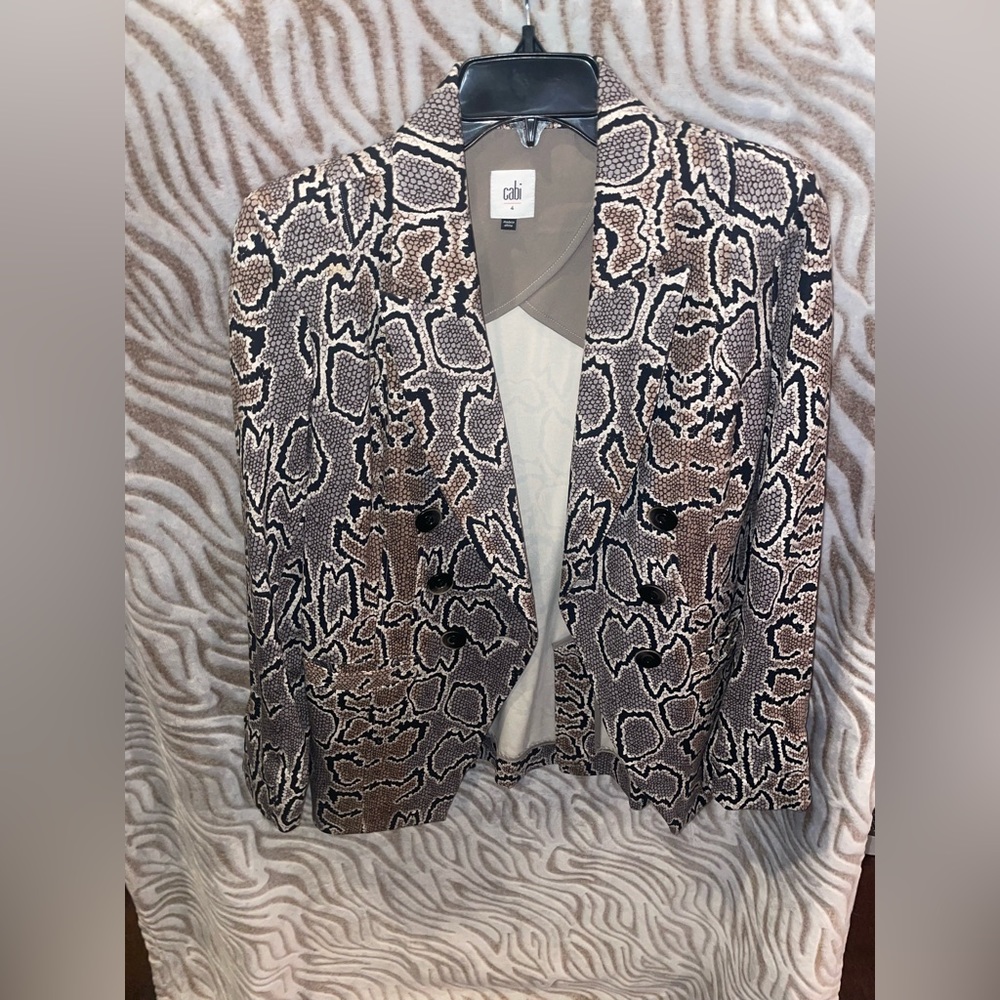 Cabi Python Snake Print Button Front Double Breas… - image 1